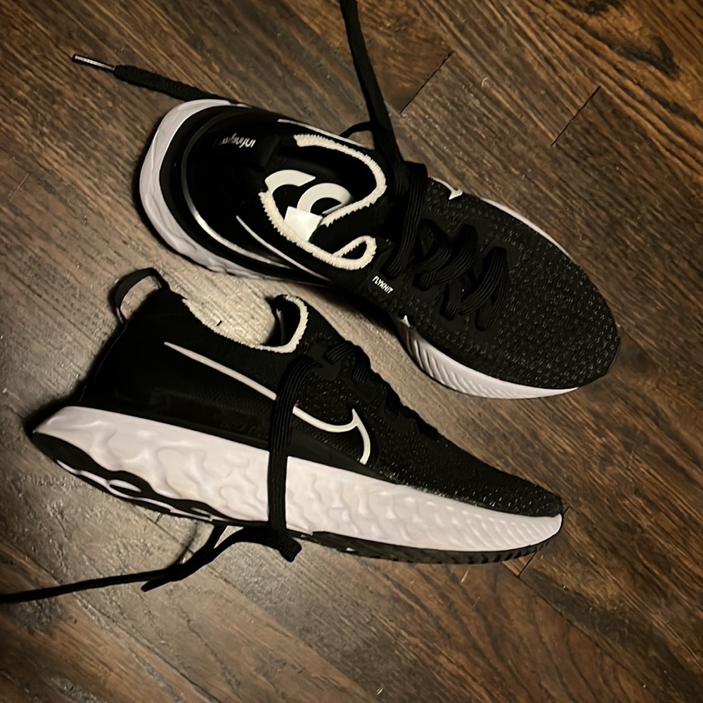 Black and White Nike Running Shoes
